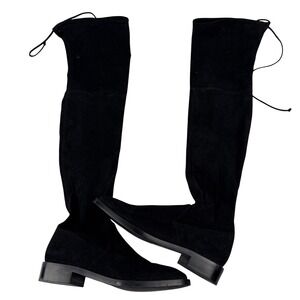 Stuart Weitzman Womens Lowland Over The Knee Boot‎ Size 9 Black Stretch Suede
